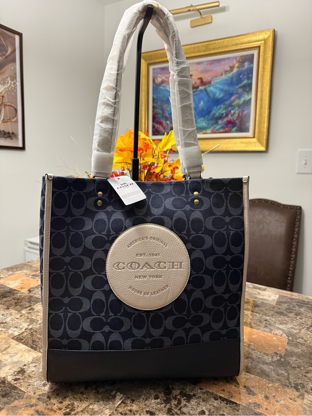 Coach Dempsey Tote 40 in Signature Denim Jacquard